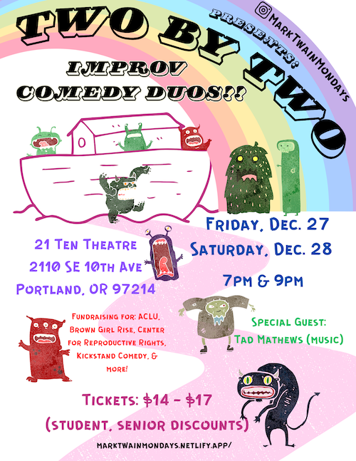 Flyer for Two By Two Improv Duos